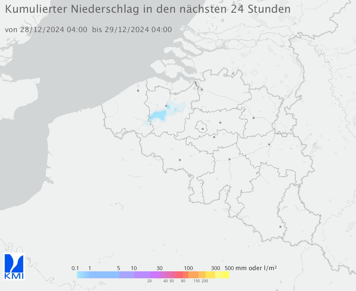 prognostizierte Niederschlagsmenge für die nächsten 24 Stunden